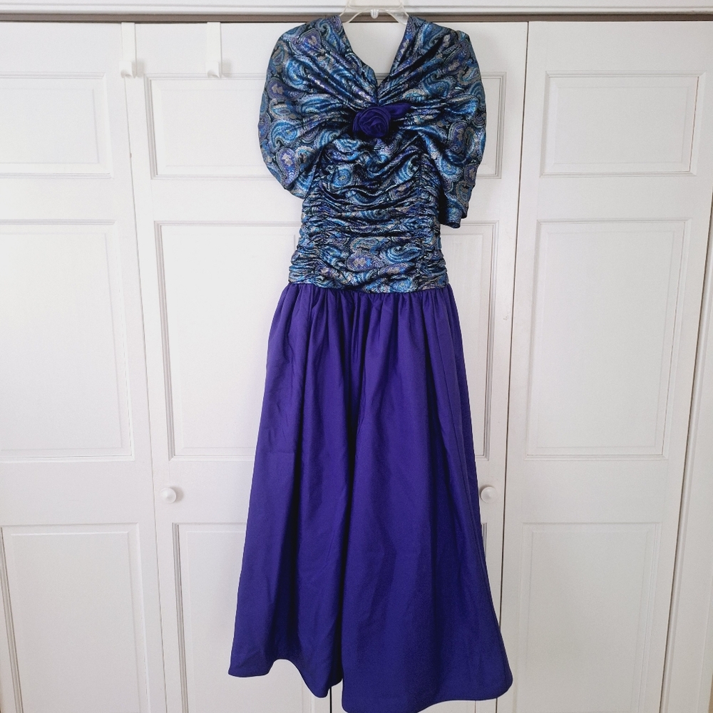Vintage 80's floor length gown with shrug